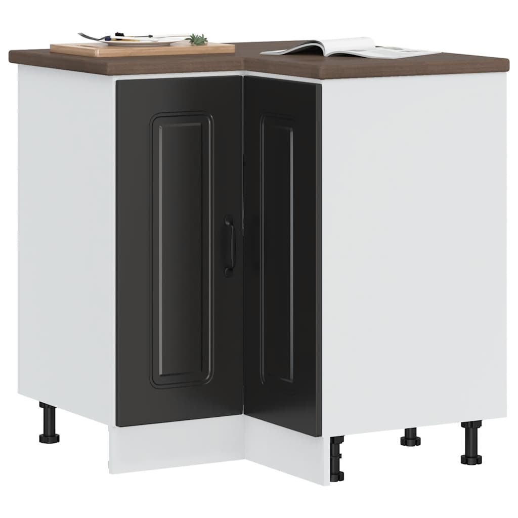 Hoekkeukenonderkast Kalmar bewerkt hout zwart is nu te koop bij PeponiXL, paradijselijk wonen!