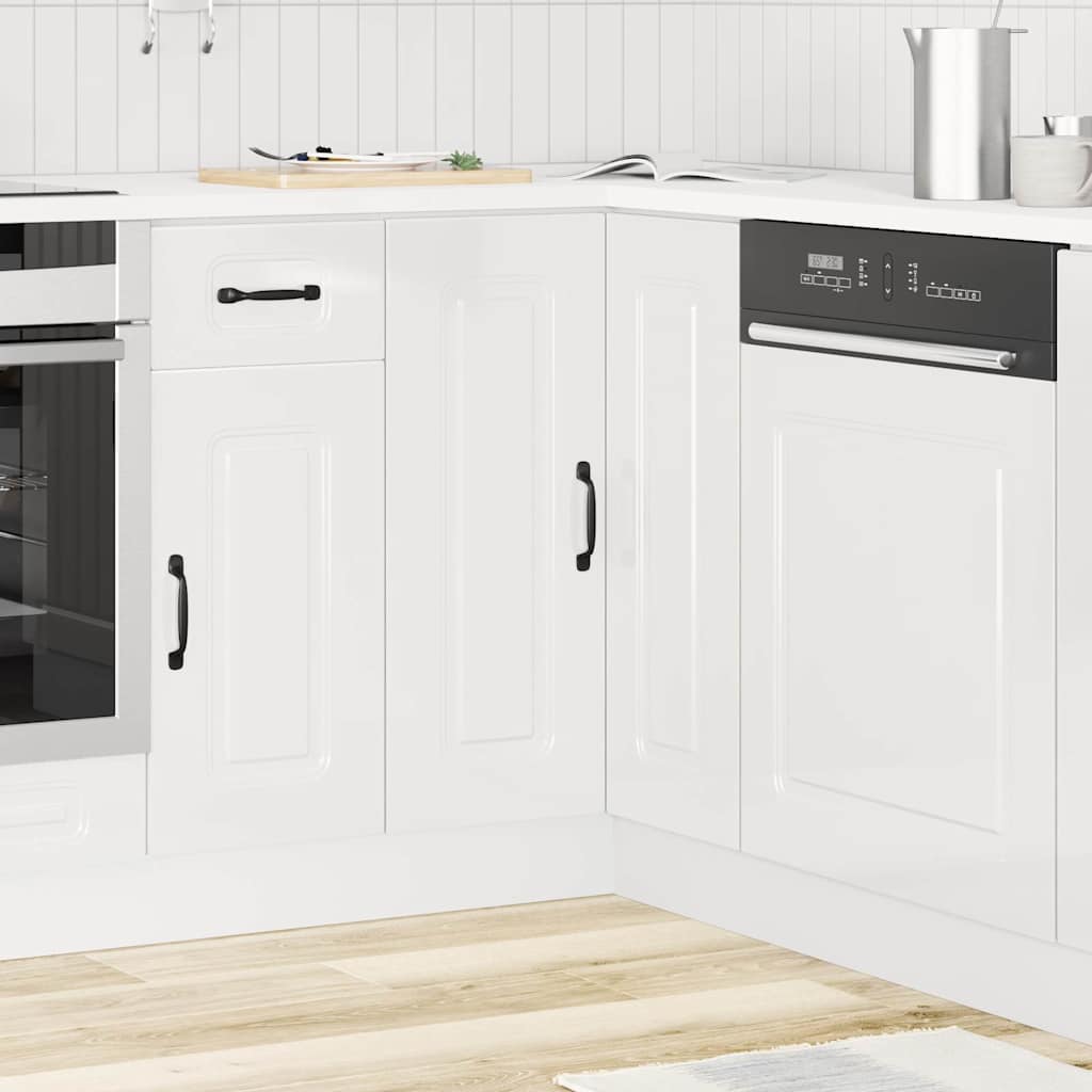 Hoekkeukenonderkast Kalmar bewerkt hout hoogglans wit is nu te koop bij PeponiXL, paradijselijk wonen!