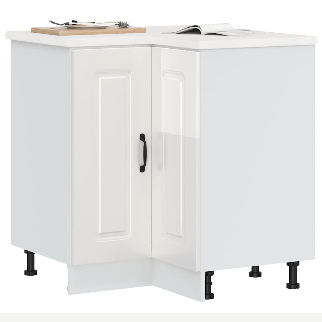 Hoekkeukenonderkast Kalmar bewerkt hout hoogglans wit is nu te koop bij PeponiXL, paradijselijk wonen!