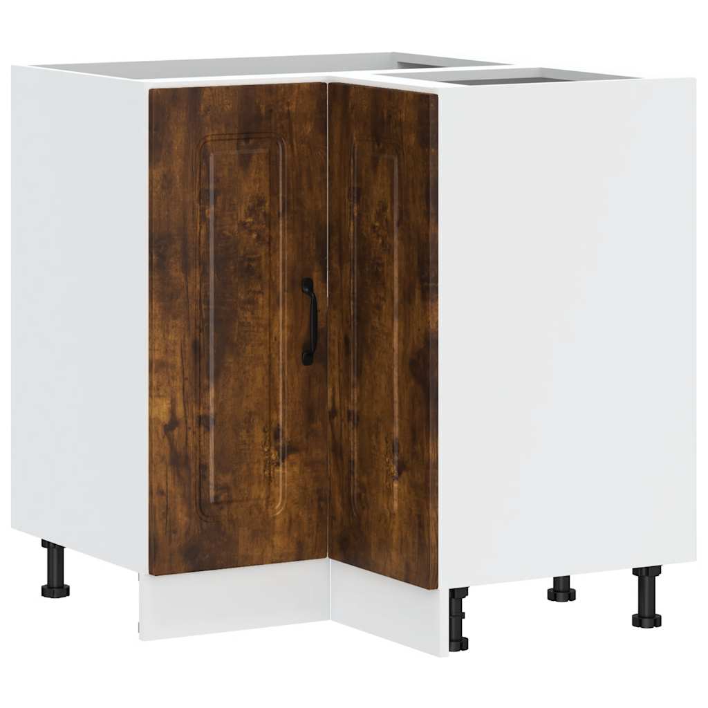Hoekkeukenonderkast Kalmar bewerkt hout gerookt eikenkleurig is nu te koop bij PeponiXL, paradijselijk wonen!