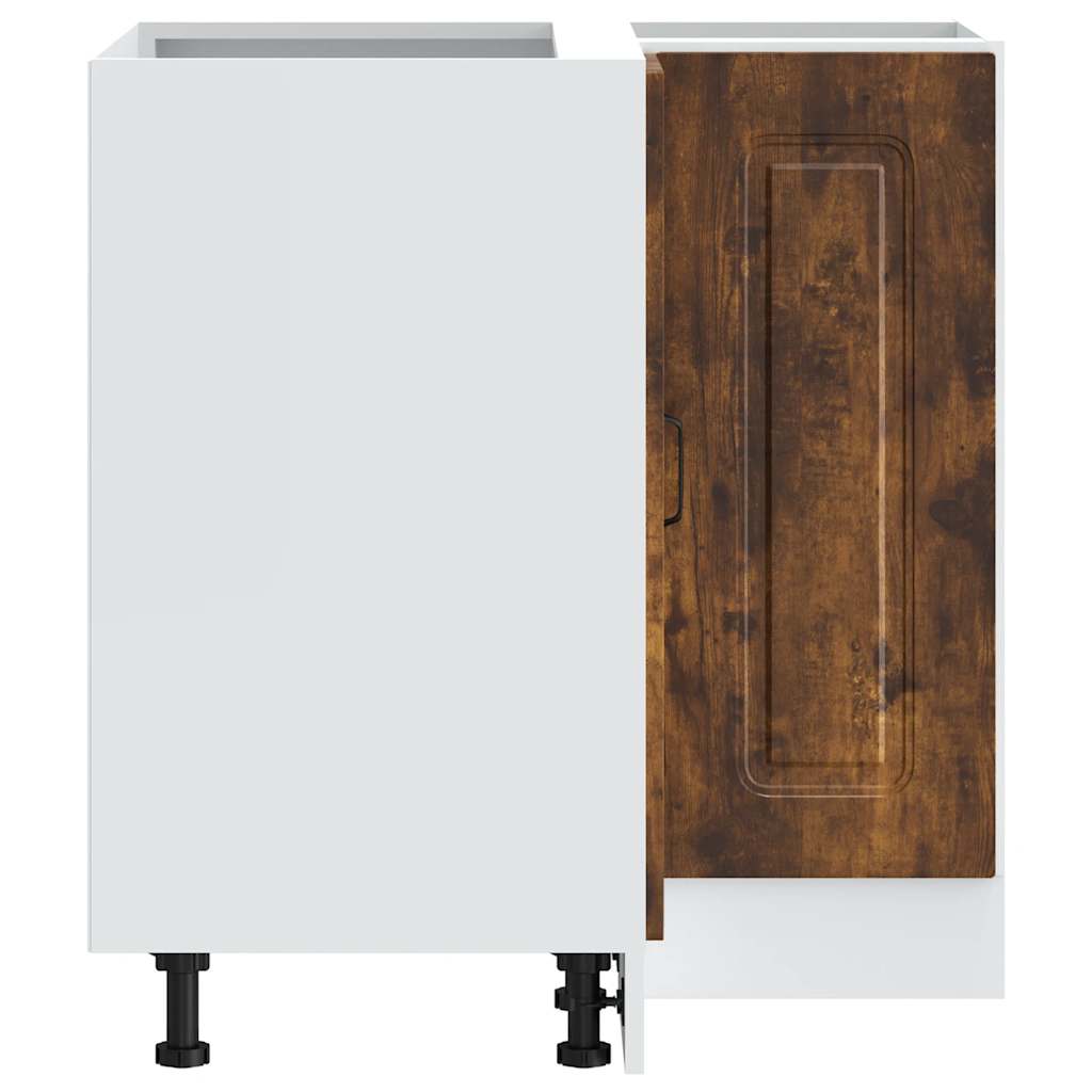 Hoekkeukenonderkast Kalmar bewerkt hout gerookt eikenkleurig is nu te koop bij PeponiXL, paradijselijk wonen!