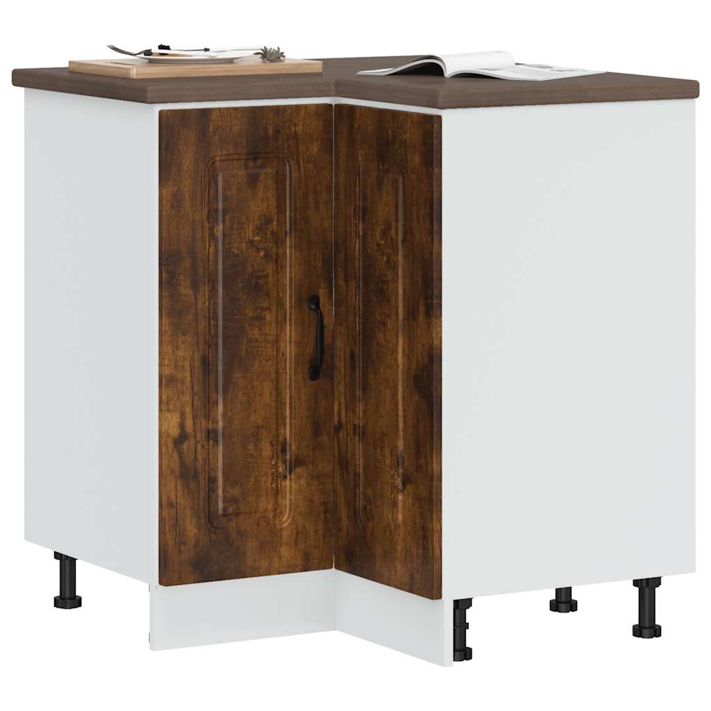 Hoekkeukenonderkast Kalmar bewerkt hout gerookt eikenkleurig is nu te koop bij PeponiXL, paradijselijk wonen!
