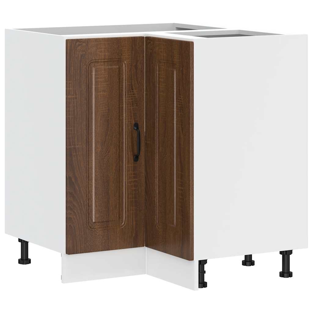 Hoekkeukenonderkast Kalmar bewerkt hout bruin eikenkleur is nu te koop bij PeponiXL, paradijselijk wonen!