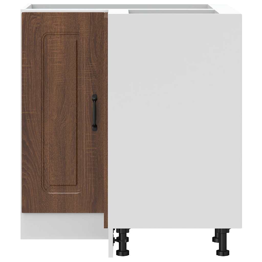 Hoekkeukenonderkast Kalmar bewerkt hout bruin eikenkleur is nu te koop bij PeponiXL, paradijselijk wonen!