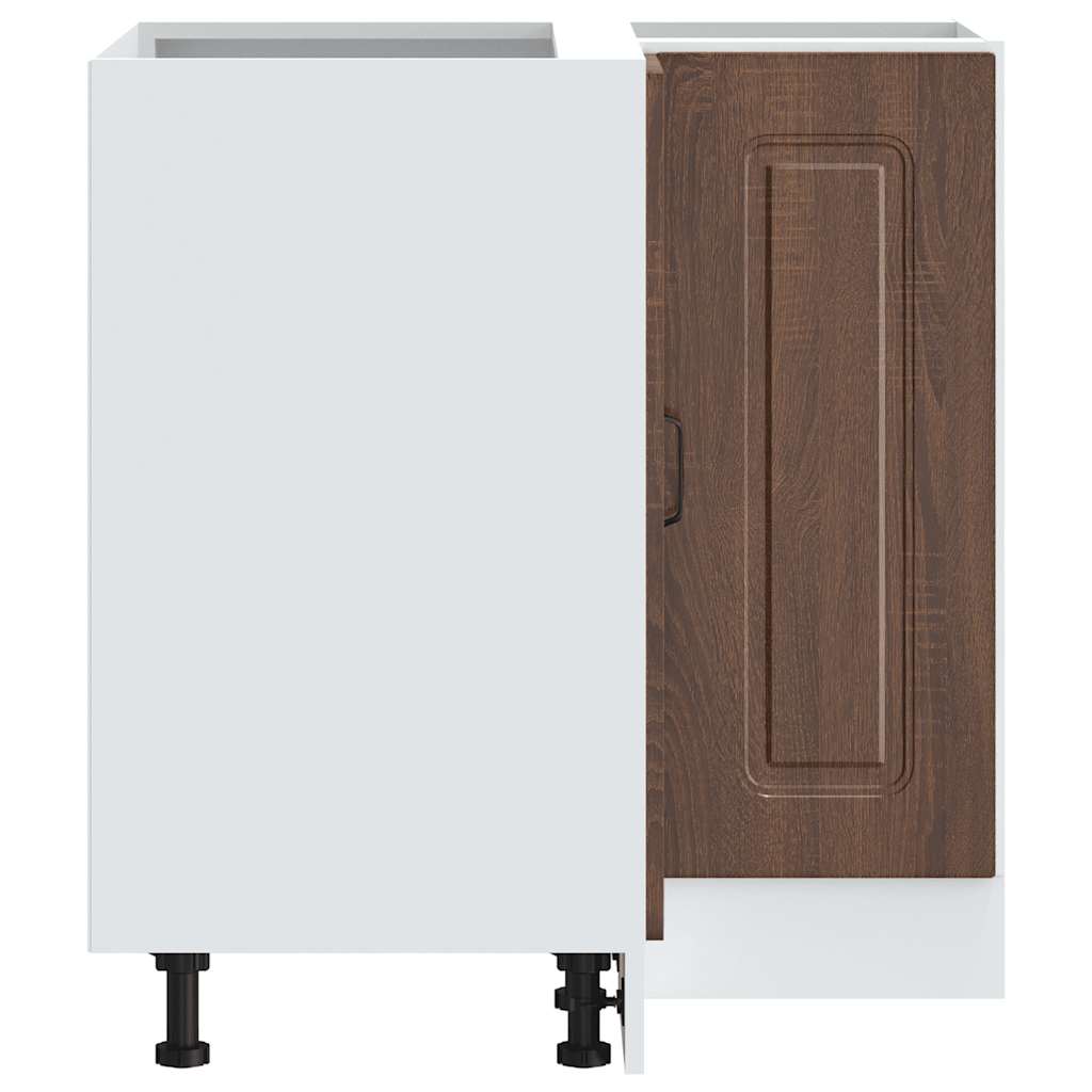 Hoekkeukenonderkast Kalmar bewerkt hout bruin eikenkleur is nu te koop bij PeponiXL, paradijselijk wonen!