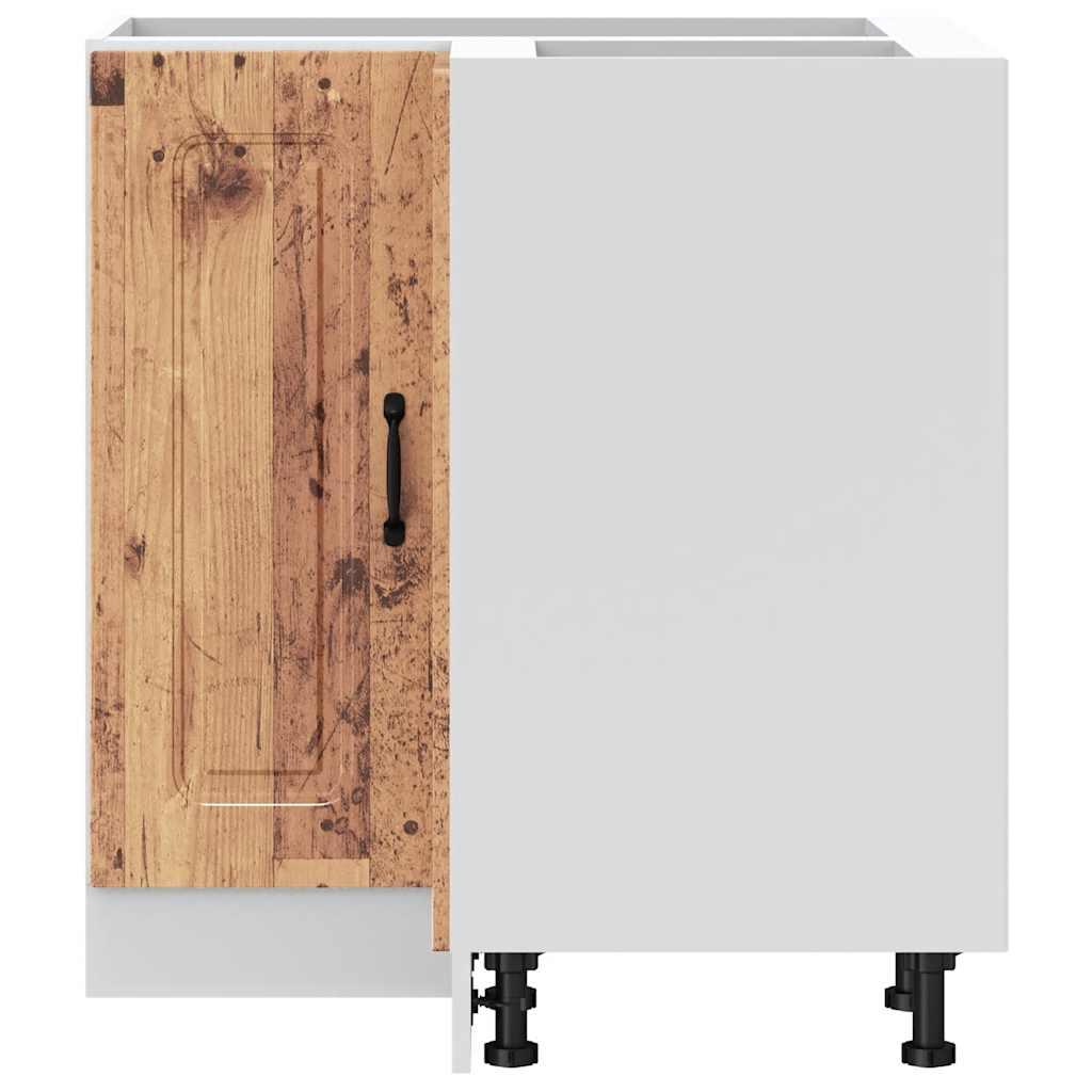Hoekkeukenonderkast Kalmar bewerkt hout oud houtkleurig is nu te koop bij PeponiXL, paradijselijk wonen!