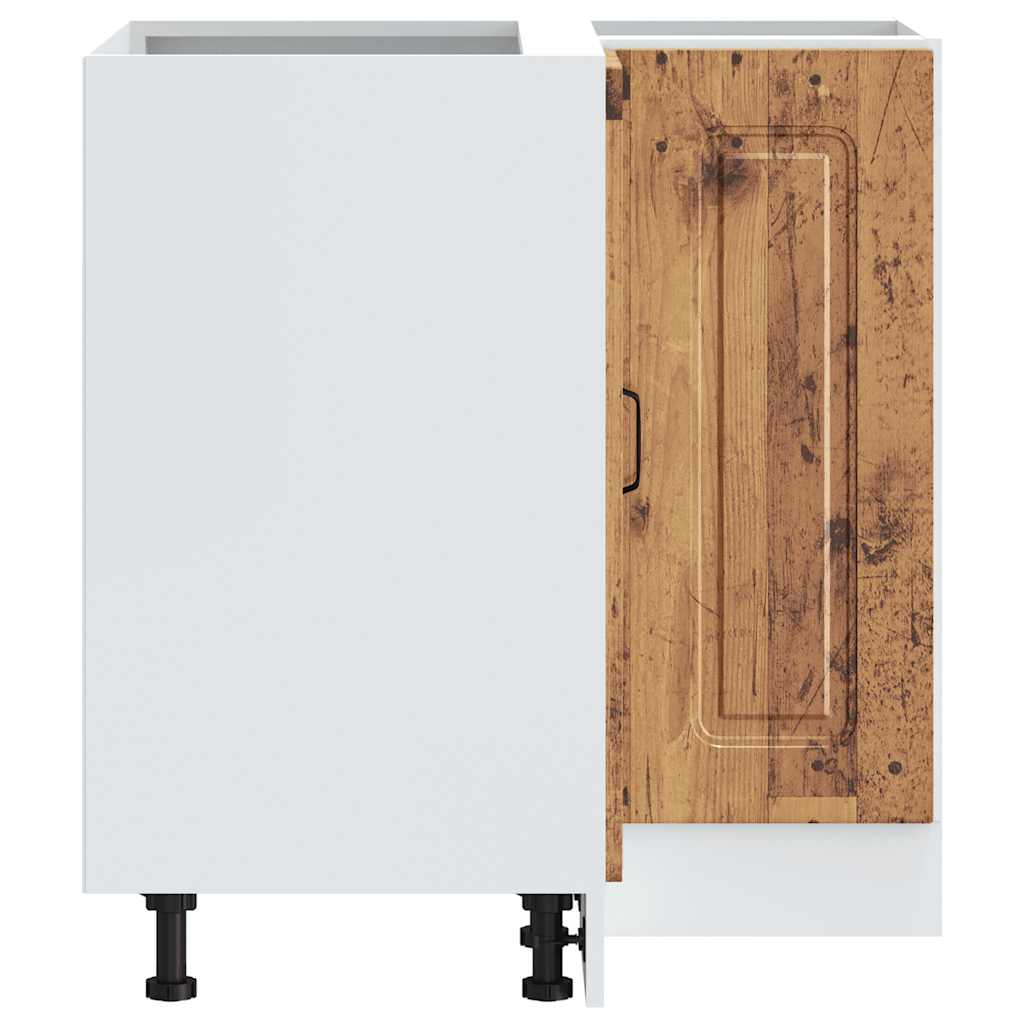 Hoekkeukenonderkast Kalmar bewerkt hout oud houtkleurig is nu te koop bij PeponiXL, paradijselijk wonen!