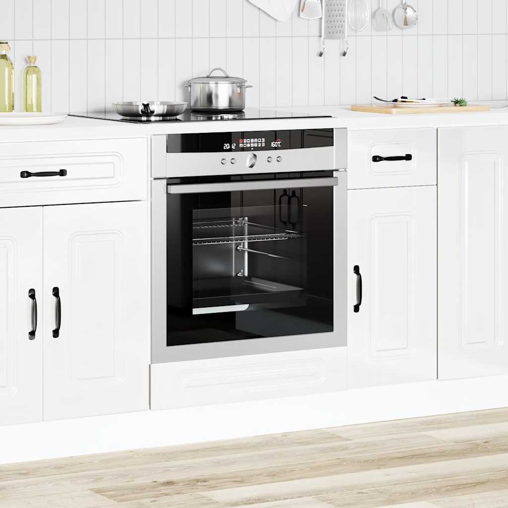 Ovenkast Kalmar bewerkt hout hoogglans wit is nu te koop bij PeponiXL, paradijselijk wonen!