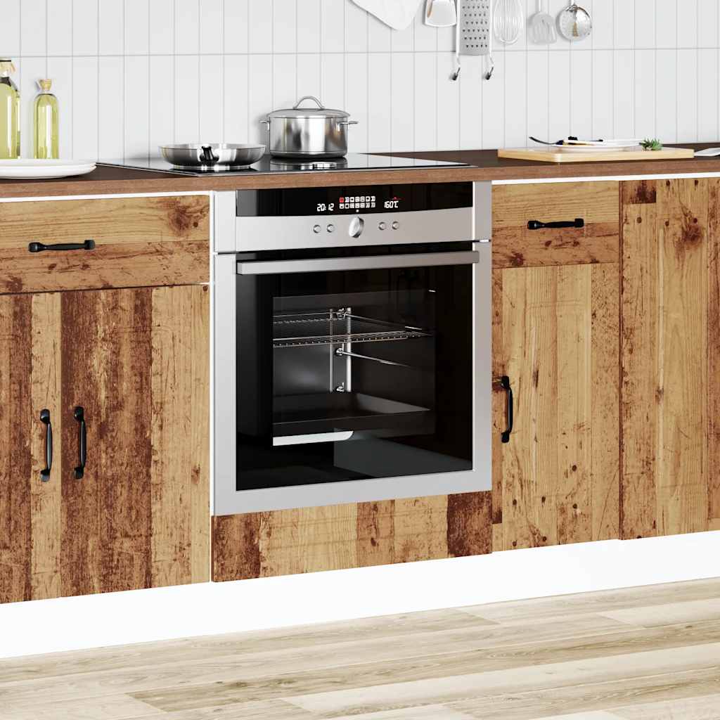 Ovenkast Kalmar bewerkt hout oud houtkleurig is nu te koop bij PeponiXL, paradijselijk wonen!