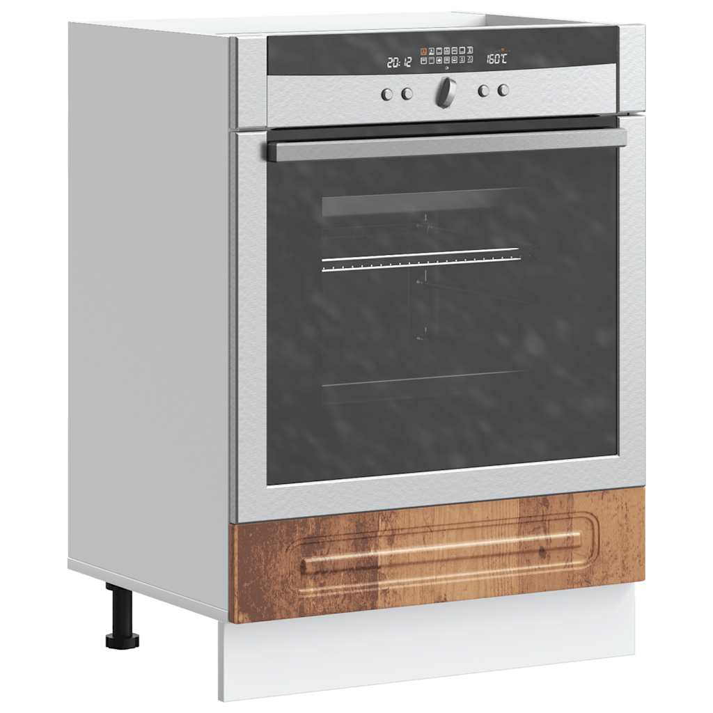 Ovenkast Kalmar bewerkt hout oud houtkleurig is nu te koop bij PeponiXL, paradijselijk wonen!