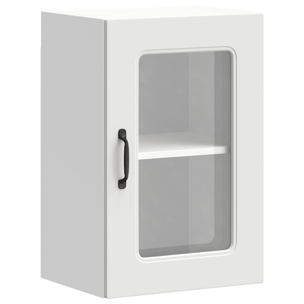 Keukenbovenkast met glazen deur Kalmar bewerkt hout wit is nu te koop bij PeponiXL, paradijselijk wonen!
