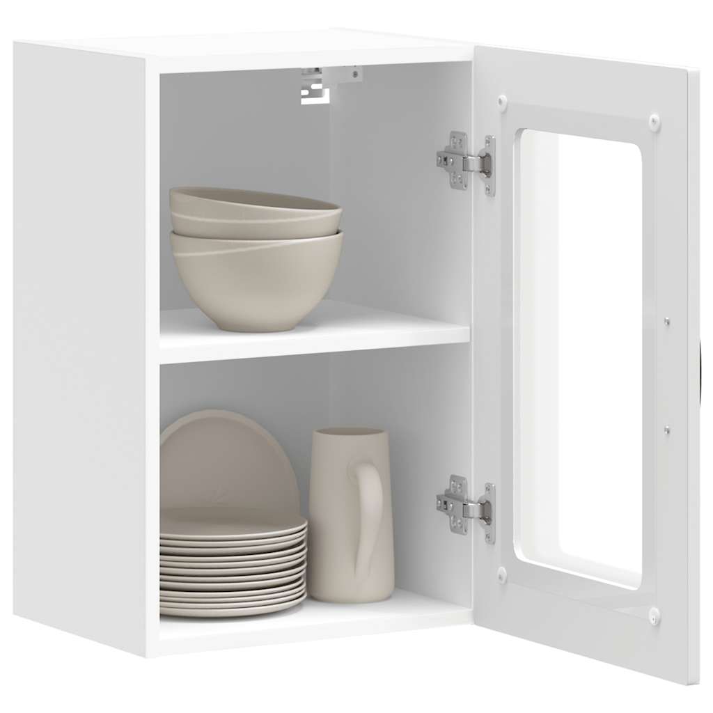 Keukenbovenkast met glazen deur Kalmar bewerkt hout wit is nu te koop bij PeponiXL, paradijselijk wonen!