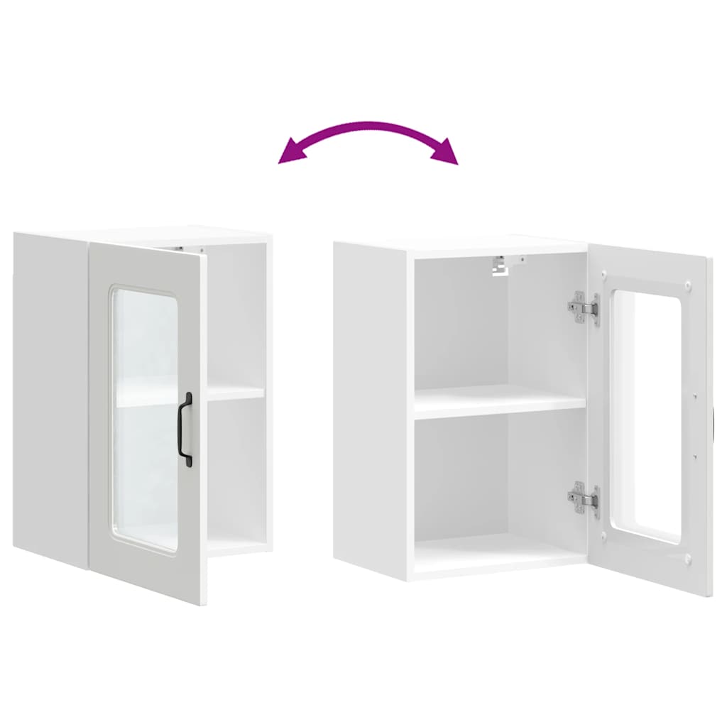 Keukenbovenkast met glazen deur Kalmar bewerkt hout wit is nu te koop bij PeponiXL, paradijselijk wonen!