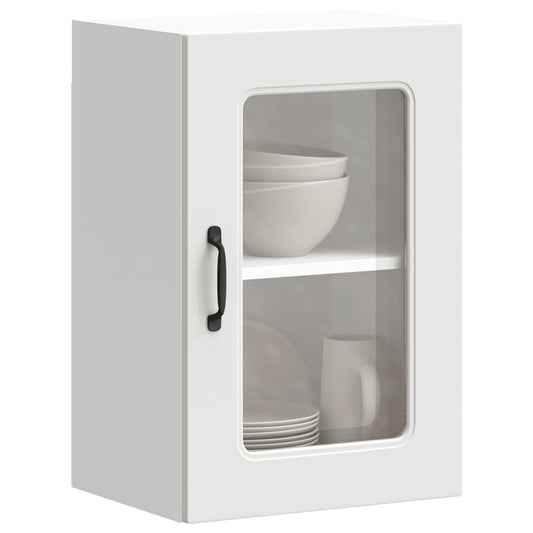 Keukenbovenkast met glazen deur Kalmar bewerkt hout wit is nu te koop bij PeponiXL, paradijselijk wonen!
