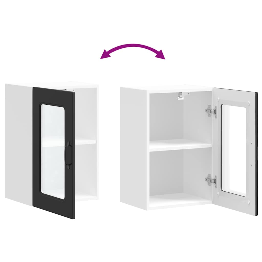 Keukenbovenkast met glazen deur Kalmar bewerkt hout zwart is nu te koop bij PeponiXL, paradijselijk wonen!