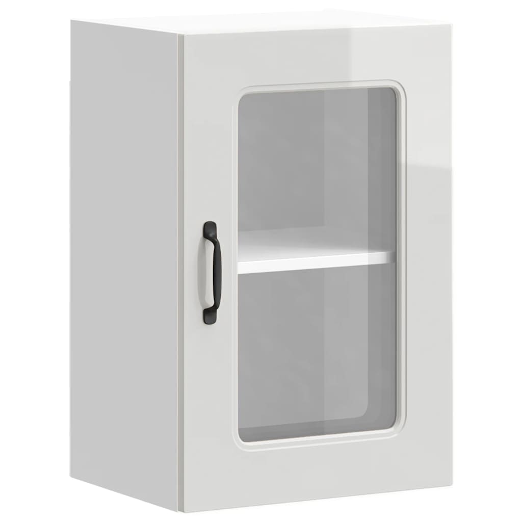 Keukenbovenkast met glazen deur Kalmar bewerkt hout hoogglanswit is nu te koop bij PeponiXL, paradijselijk wonen!