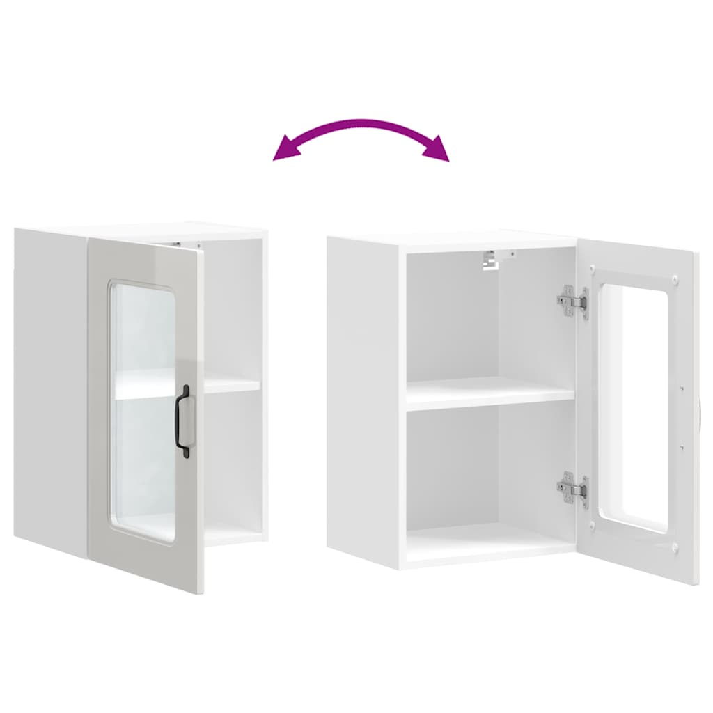 Keukenbovenkast met glazen deur Kalmar bewerkt hout hoogglanswit is nu te koop bij PeponiXL, paradijselijk wonen!