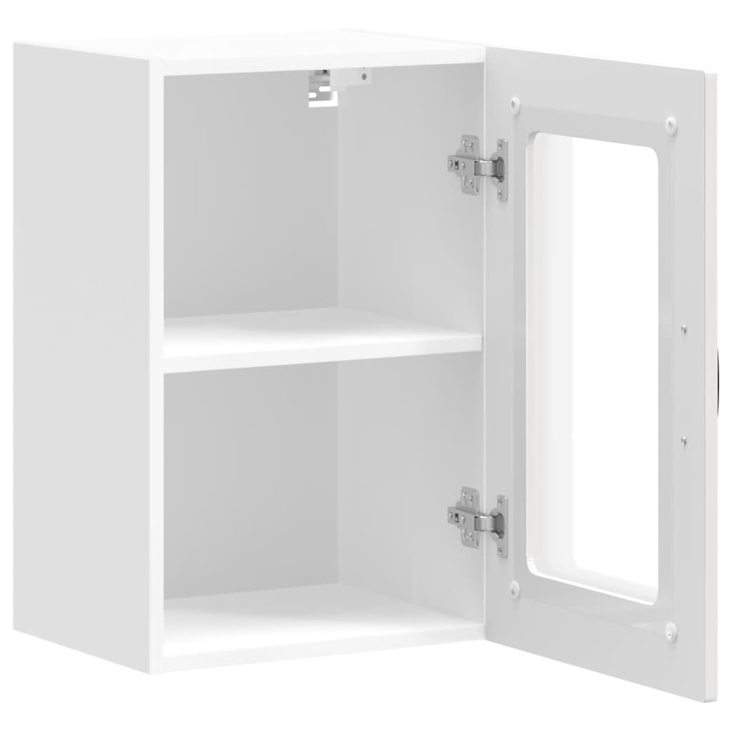 Keukenbovenkast met glazen deur Kalmar bewerkt hout hoogglanswit is nu te koop bij PeponiXL, paradijselijk wonen!