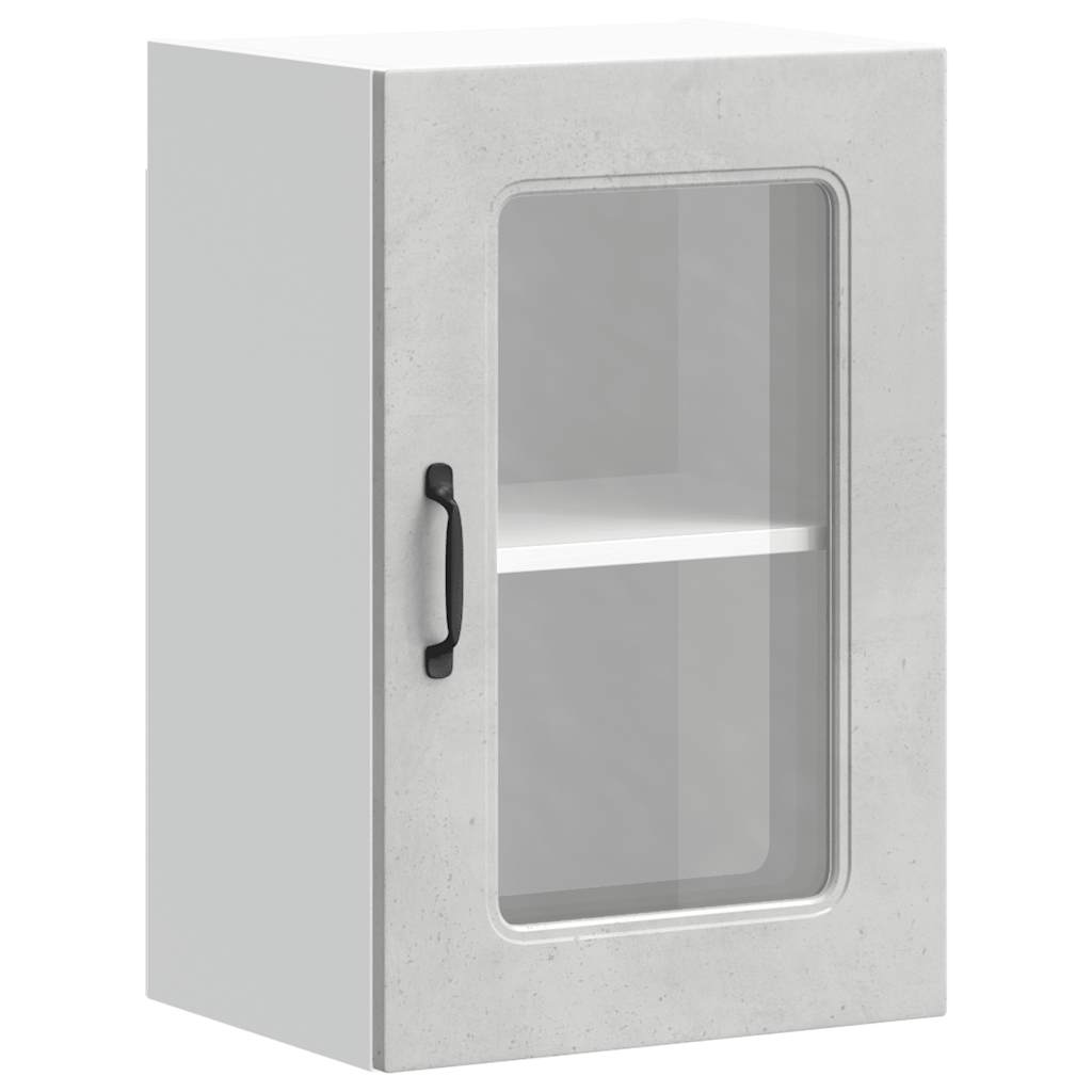 Keukenbovenkast met glazen deur Kalmar bewerkt hout betongrijs is nu te koop bij PeponiXL, paradijselijk wonen!