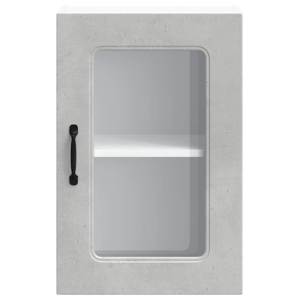 Keukenbovenkast met glazen deur Kalmar bewerkt hout betongrijs is nu te koop bij PeponiXL, paradijselijk wonen!