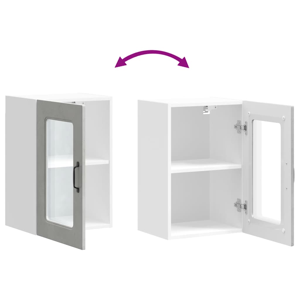 Keukenbovenkast met glazen deur Kalmar bewerkt hout betongrijs is nu te koop bij PeponiXL, paradijselijk wonen!