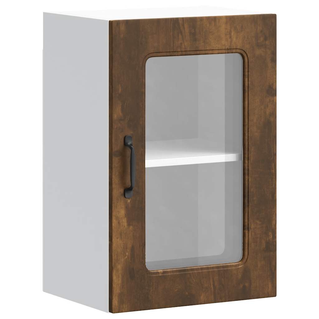 Keukenbovenkast met glazen deur Kalmar bewerkt hout gerookt eikenkleur is nu te koop bij PeponiXL, paradijselijk wonen!