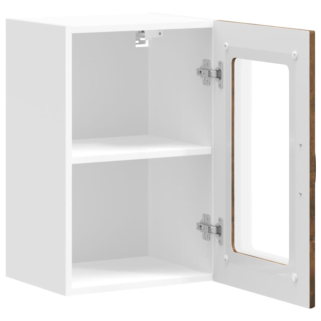 Keukenbovenkast met glazen deur Kalmar bewerkt hout gerookt eikenkleur is nu te koop bij PeponiXL, paradijselijk wonen!