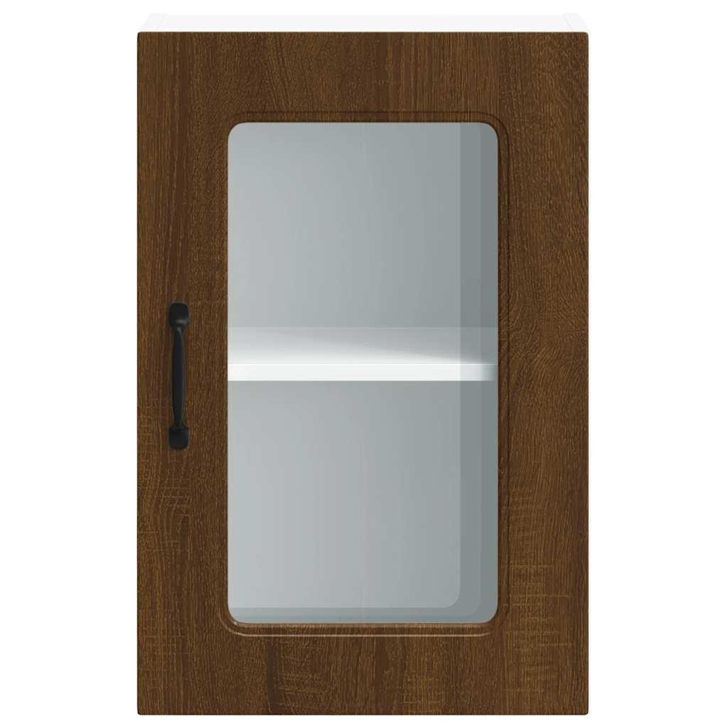 Keukenbovenkast met glazen deur bewerkt hout bruin eikenkleur is nu te koop bij PeponiXL, paradijselijk wonen!