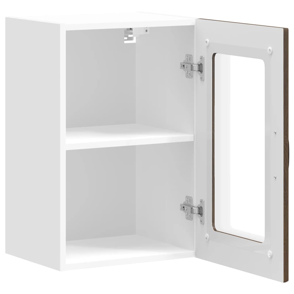 Keukenbovenkast met glazen deur bewerkt hout bruin eikenkleur is nu te koop bij PeponiXL, paradijselijk wonen!