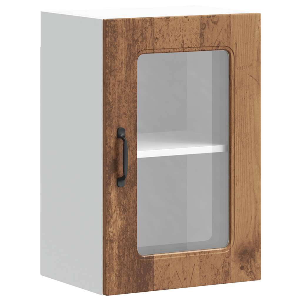 Keukenbovenkast met glazen deur Kalmar bewerkt hout oud houtkleurig is nu te koop bij PeponiXL, paradijselijk wonen!