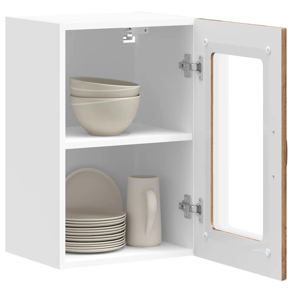 Keukenbovenkast met glazen deur Kalmar bewerkt hout oud houtkleurig is nu te koop bij PeponiXL, paradijselijk wonen!