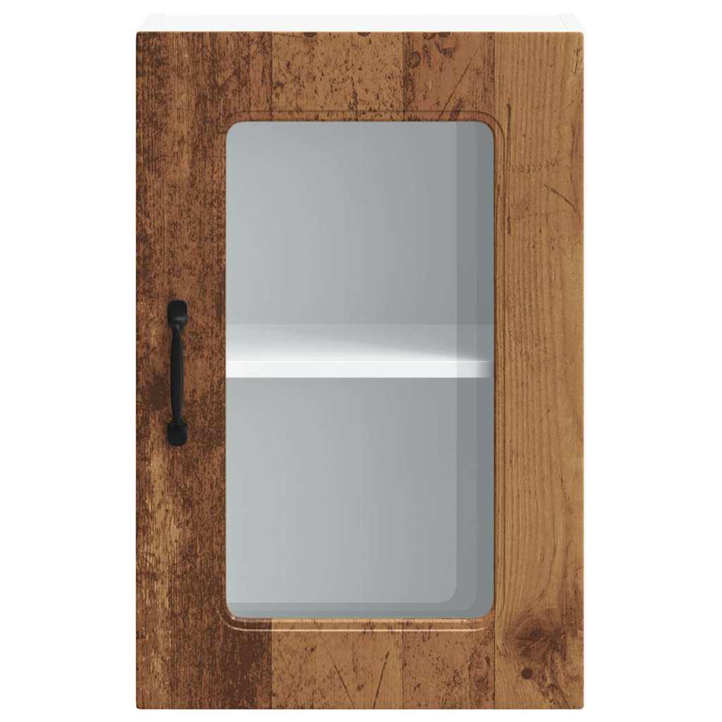 Keukenbovenkast met glazen deur Kalmar bewerkt hout oud houtkleurig is nu te koop bij PeponiXL, paradijselijk wonen!