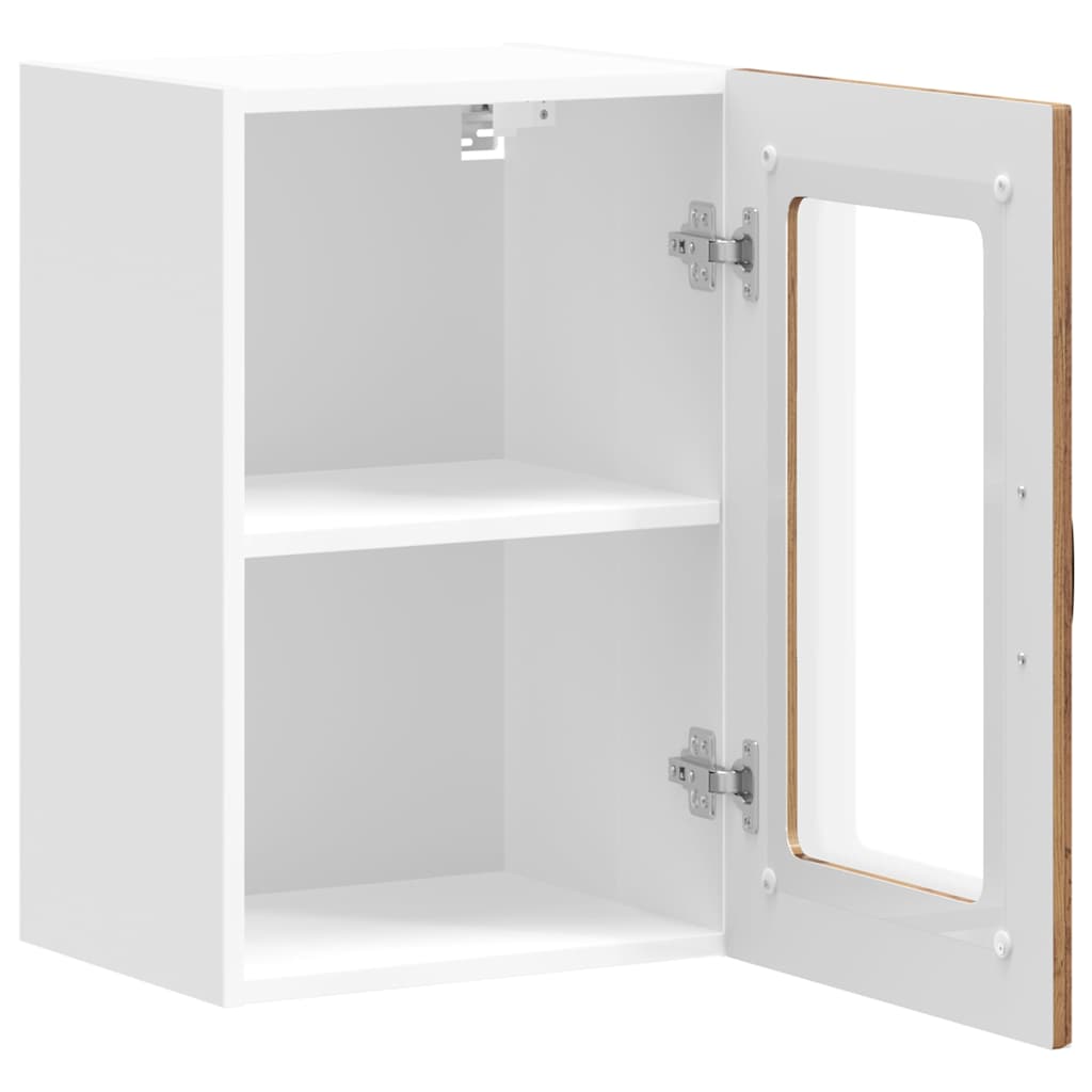 Keukenbovenkast met glazen deur Kalmar bewerkt hout oud houtkleurig is nu te koop bij PeponiXL, paradijselijk wonen!