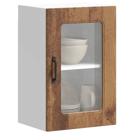 Keukenbovenkast met glazen deur Kalmar bewerkt hout oud houtkleurig is nu te koop bij PeponiXL, paradijselijk wonen!