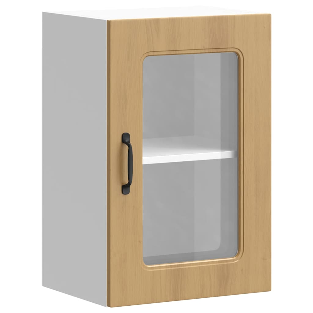 Keukenbovenkast met glazen deur Kalmar bewerkt hout artisanaal eiken is nu te koop bij PeponiXL, paradijselijk wonen!