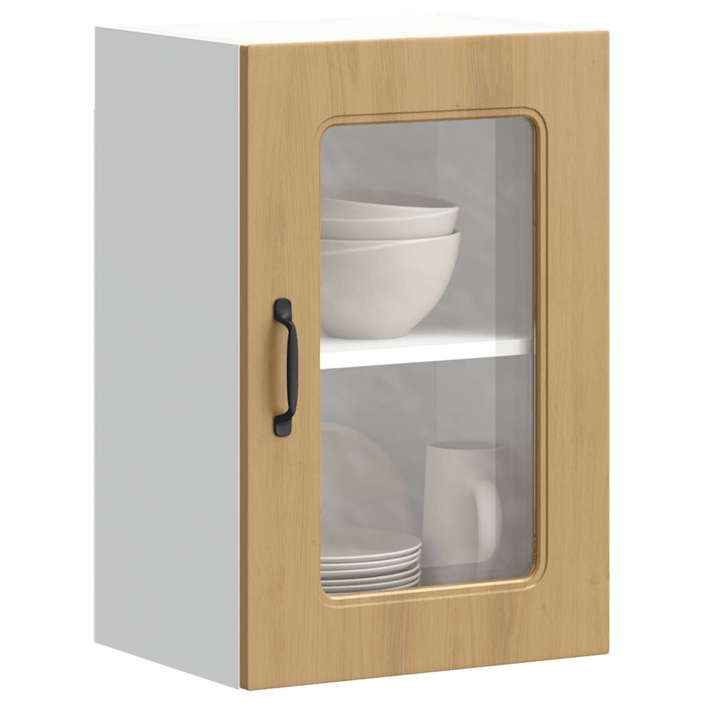 Keukenbovenkast met glazen deur Kalmar bewerkt hout artisanaal eiken is nu te koop bij PeponiXL, paradijselijk wonen!