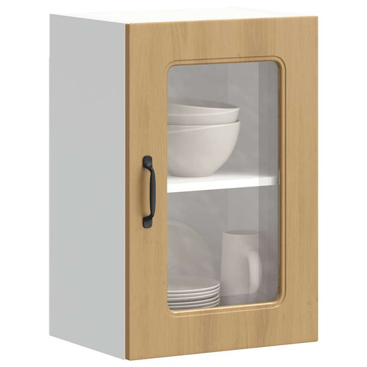 Keukenbovenkast met glazen deur Kalmar bewerkt hout artisanaal eiken is nu te koop bij PeponiXL, paradijselijk wonen!