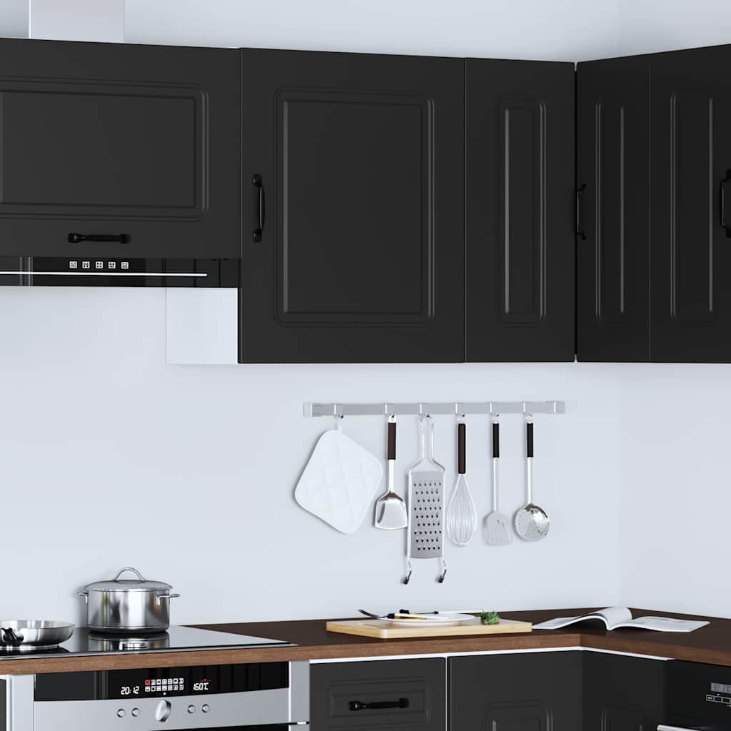 Keukenwandkast Kalmar zwart bewerkt hout is nu te koop bij PeponiXL, paradijselijk wonen!