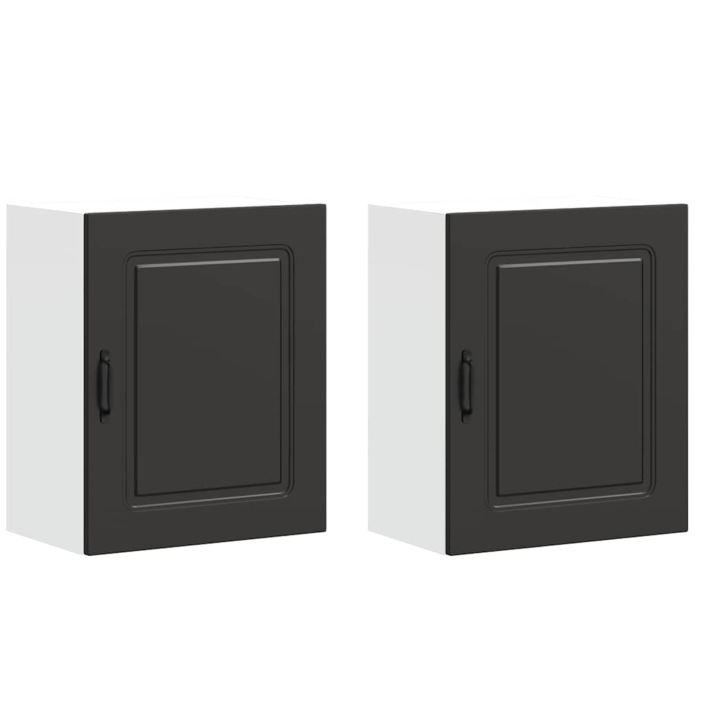 Keukenwandkasten 2 st Kalmar zwart bewerkt hout is nu te koop bij PeponiXL, paradijselijk wonen!