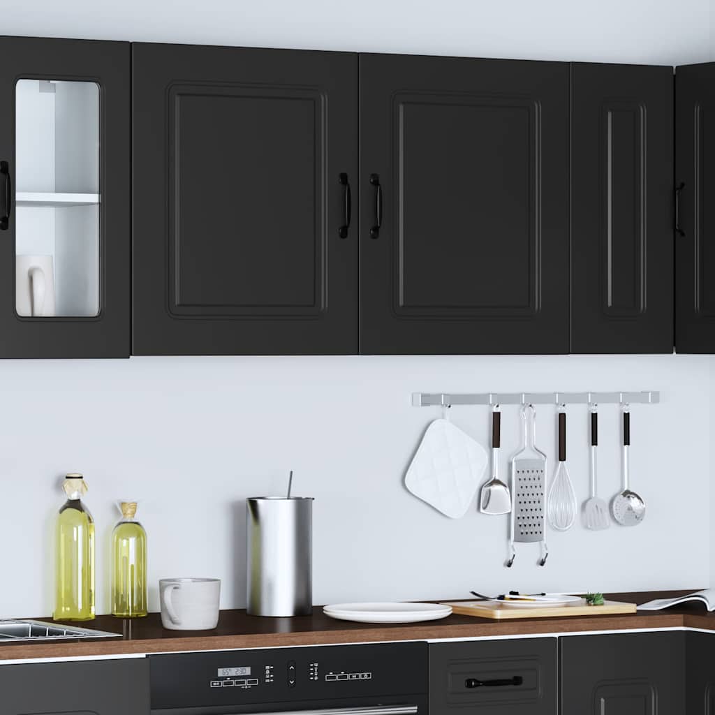 Keukenwandkasten 2 st Kalmar zwart bewerkt hout is nu te koop bij PeponiXL, paradijselijk wonen!