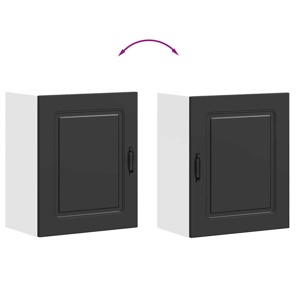 Keukenwandkasten 2 st Kalmar zwart bewerkt hout is nu te koop bij PeponiXL, paradijselijk wonen!