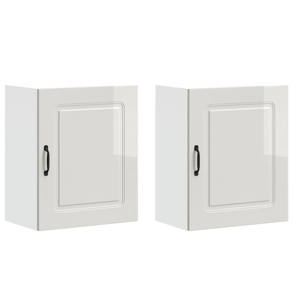 Keukenwandkasten 2 st Kalmar hoogglans wit bewerkt hout is nu te koop bij PeponiXL, paradijselijk wonen!