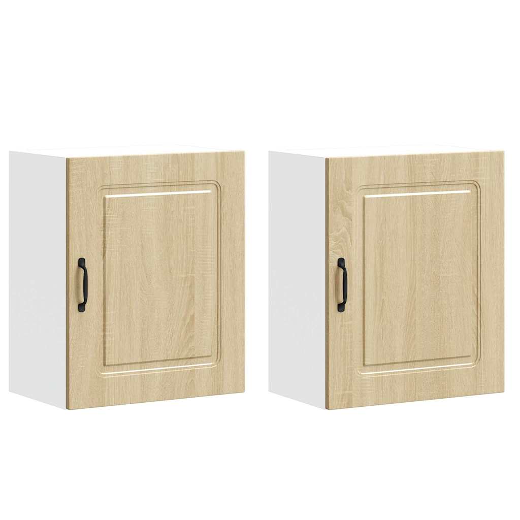 Keukenwandkasten 2 st Kalmar bewerkt hout sonoma eikenkleurig is nu te koop bij PeponiXL, paradijselijk wonen!