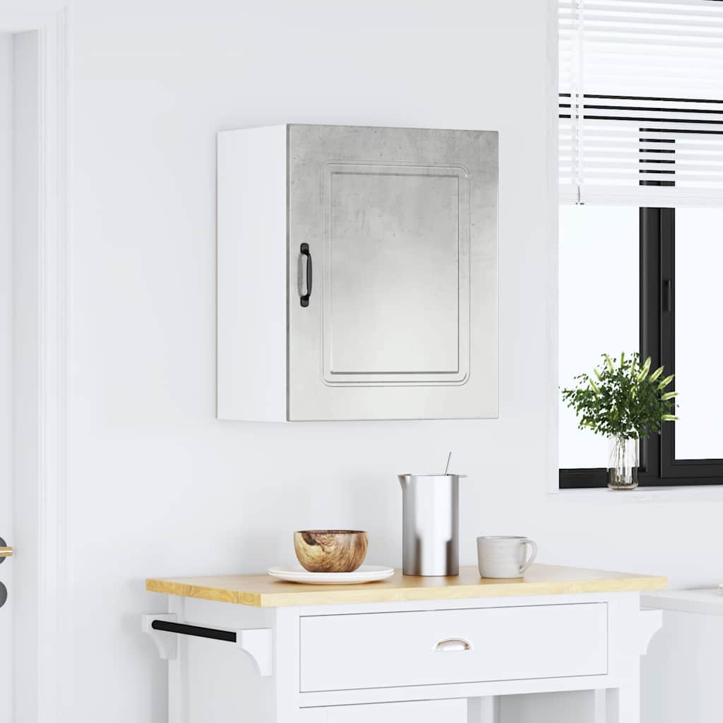 Keukenwandkast Kalmar betongrijs bewerkt hout is nu te koop bij PeponiXL, paradijselijk wonen!