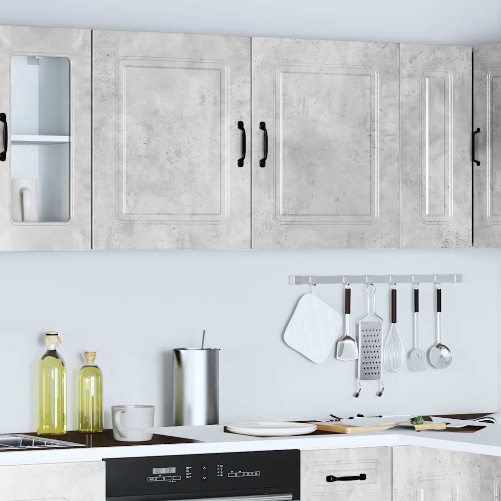Keukenwandkasten 2 st Kalmar betongrijs bewerkt hout is nu te koop bij PeponiXL, paradijselijk wonen!