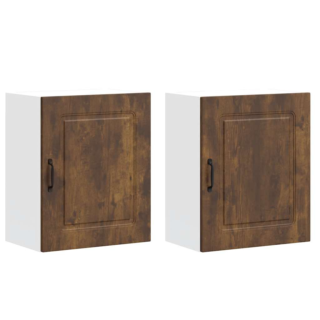 Keukenwandkasten 2 st Kalmar bewerkt hout gerookt eikenkleurig is nu te koop bij PeponiXL, paradijselijk wonen!