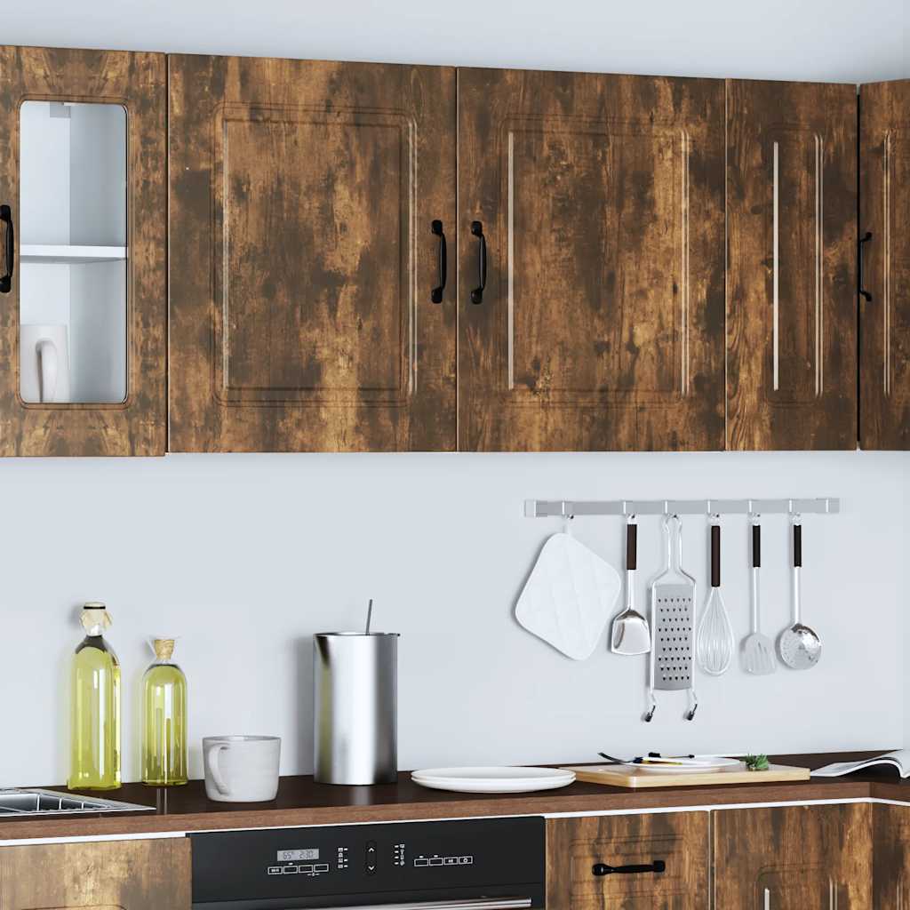 Keukenwandkasten 2 st Kalmar bewerkt hout gerookt eikenkleurig is nu te koop bij PeponiXL, paradijselijk wonen!