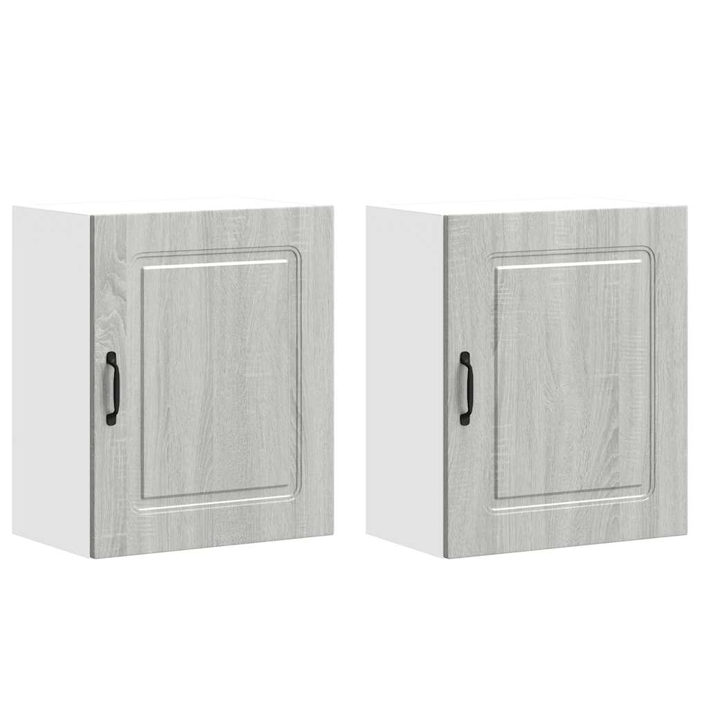 Keukenwandkasten 2 st Kalmar grijs sonoma bewerkt hout is nu te koop bij PeponiXL, paradijselijk wonen!