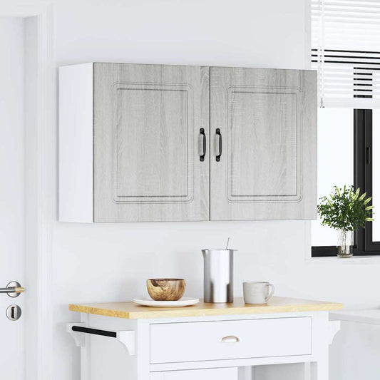 Keukenwandkasten 2 st Kalmar grijs sonoma bewerkt hout is nu te koop bij PeponiXL, paradijselijk wonen!