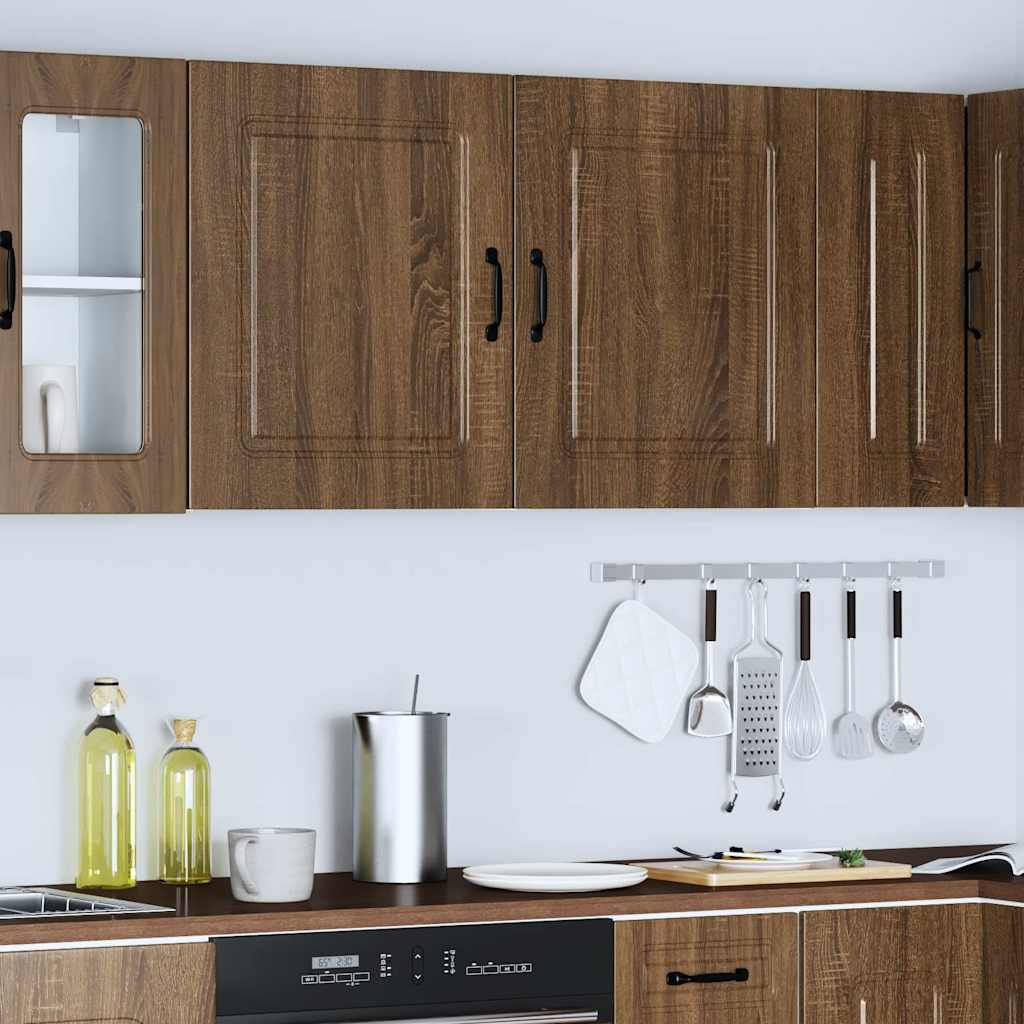 Keukenwandkasten 2 st Kalmar bewerkt hout bruin eikenkleurig is nu te koop bij PeponiXL, paradijselijk wonen!